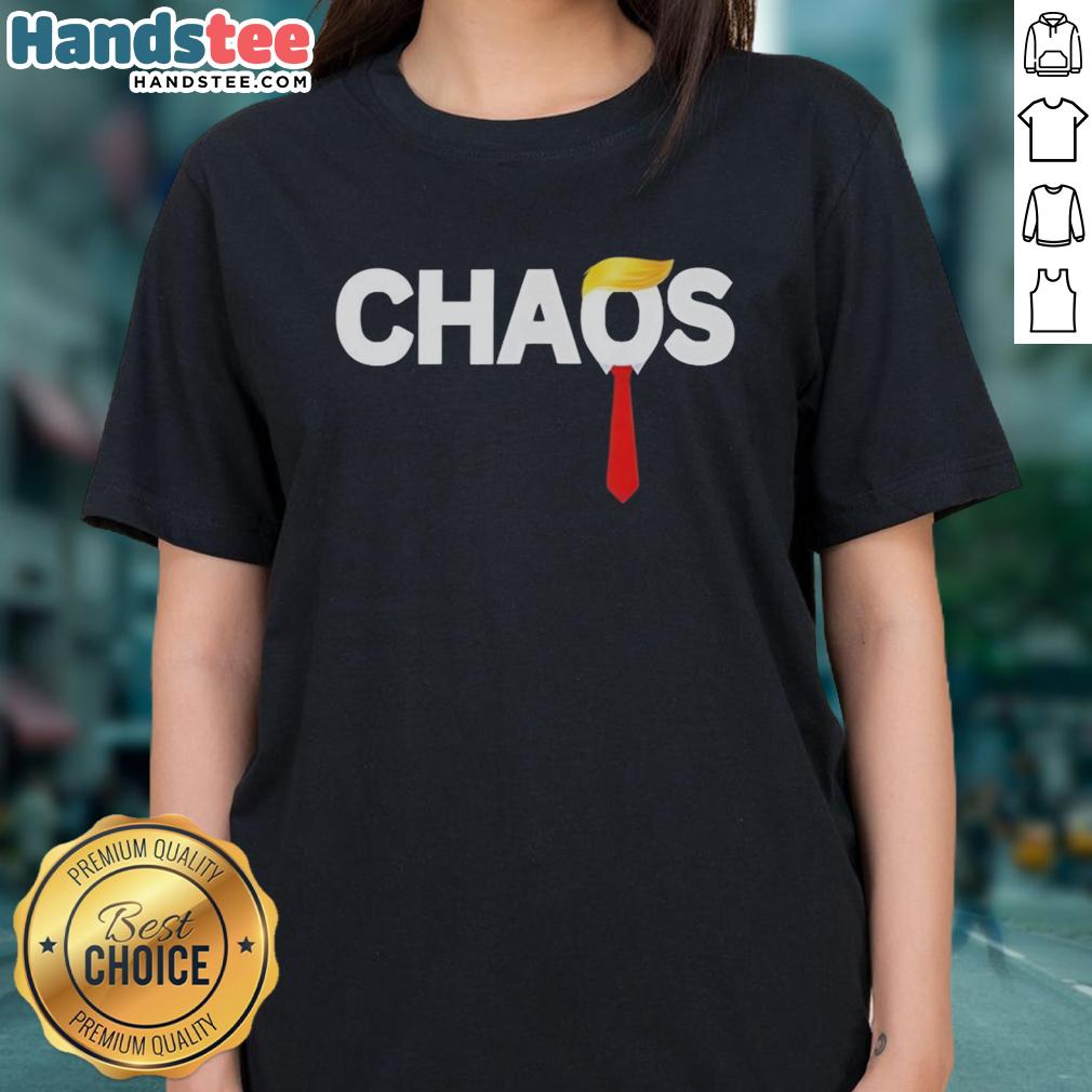 Good Kings of Chaos Trump Ladies Tee featuring a bold design and vibrant colors for stylish casual wear.