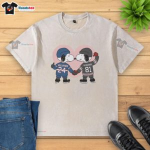 Alt Text: Good Snoopy X Ilya Rozanov and Shane Hollander hockey romance washed t-shirt featuring playful graphic design.