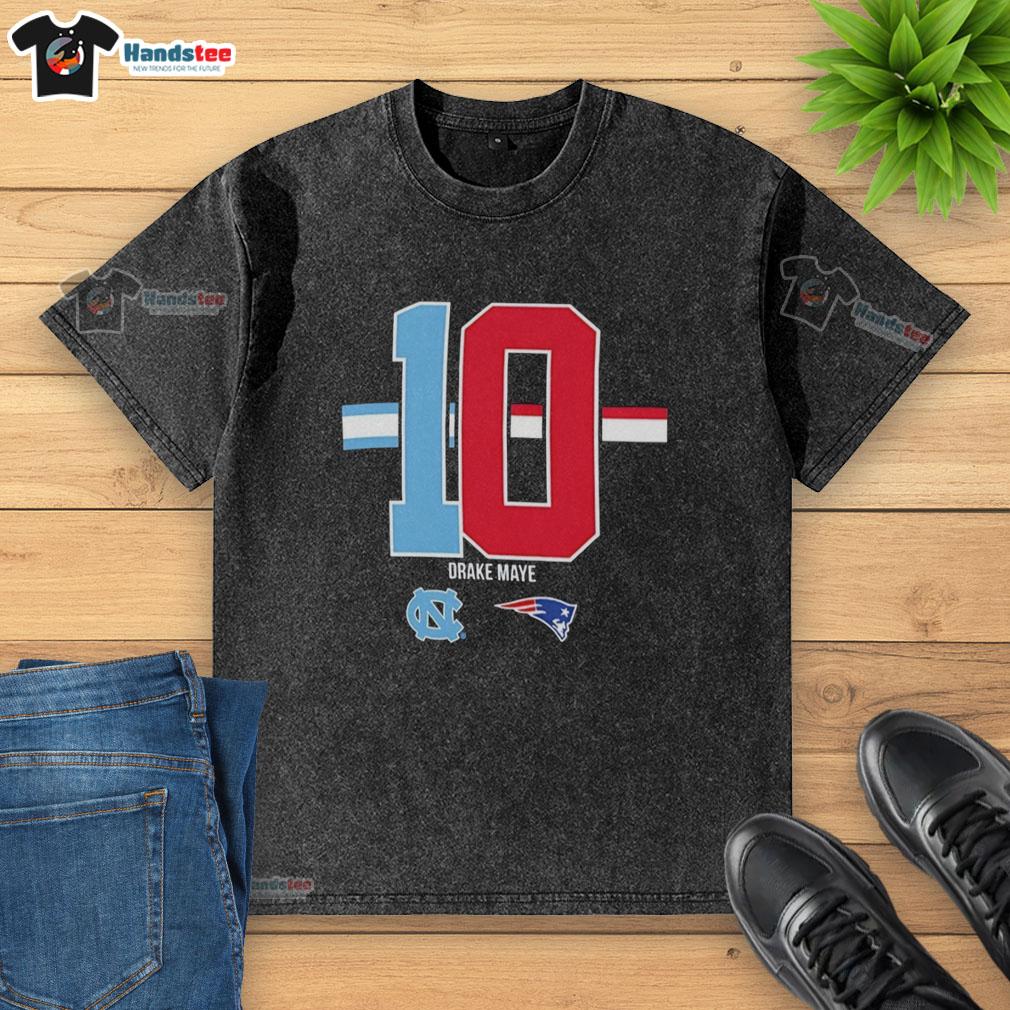 Nice Drake Maye New England Patriots x North Carolina Tar Heels logo washed t-shirt featuring a stylish design.