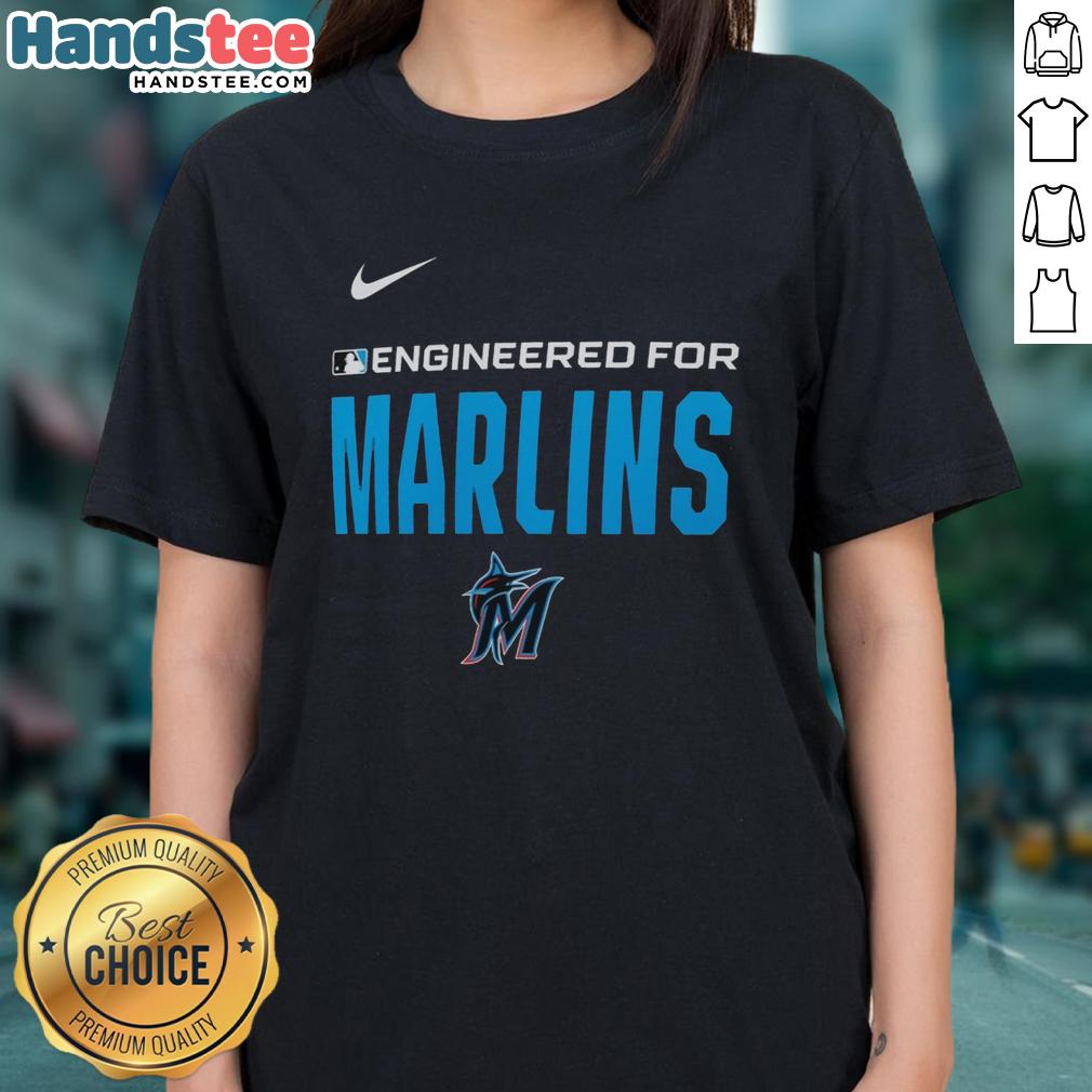 Nice Engineered for Miami Marlins MLB logo ladies tee featuring vibrant colors and stylish design for fans.