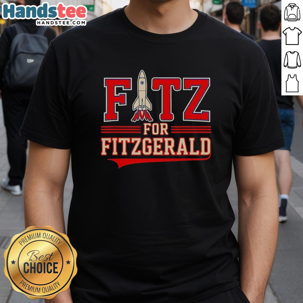 Nice Fitz For Fitzgerald Rocket T-Shirt featuring a vibrant rocket graphic and stylish design, perfect for casual wear.