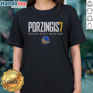 Nice Kristaps Porzingis Golden State Warriors Elite Ladies Tee featuring stylish design and vibrant colors.