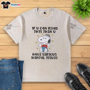 Funny Snoopy graphic on a washed t-shirt, perfect for casual wear and fans of unique, humorous apparel.