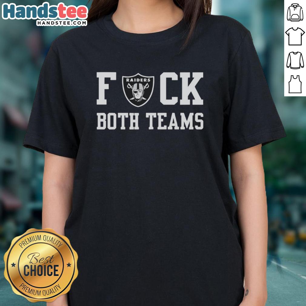 Official Las Vegas Raiders Football Fck Both Teams Logo Ladies Tee featuring stylish design for fans.