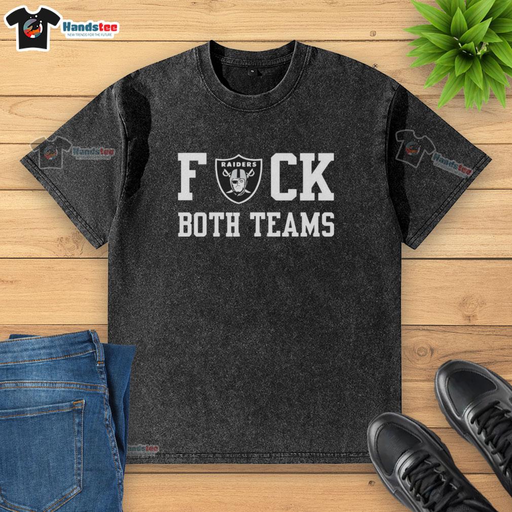 Official Las Vegas Raiders Football Fck Both Teams Logo Washed T-Shirt featuring Raiders logo in a stylish design.