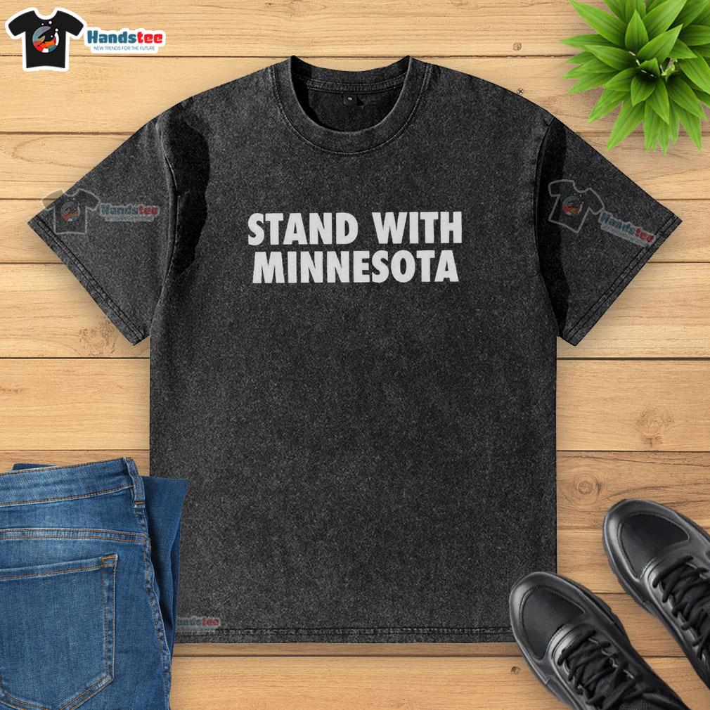 Official Stand With Minnesota Washed T-Shirt featuring a bold graphic design, perfect for casual wear and activism.
