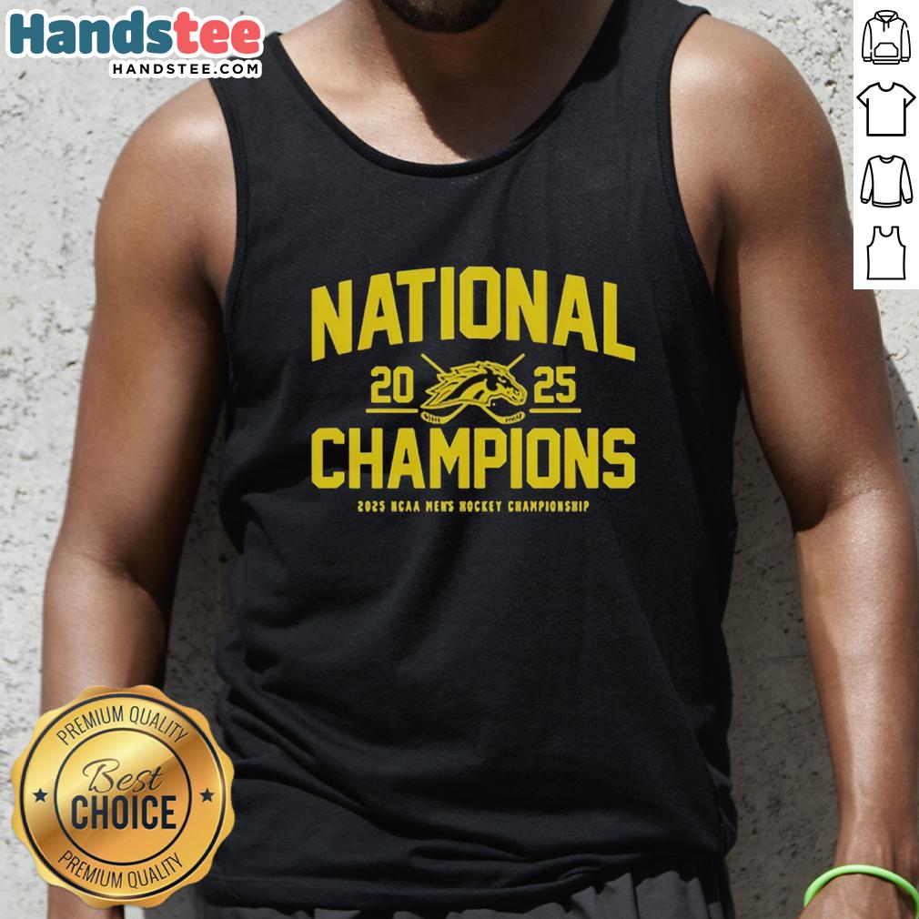 Official Western Michigan Broncos 2025 National Champions tank top featuring team colors and logo for fans.