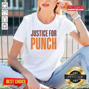 Original Justice For Punch The Monkey Ladies Tee featuring playful monkey design on a stylish women's shirt.