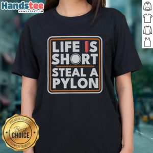 Original Life Is Short Steal A Pylon Ladies Tee in vibrant colors, perfect for casual wear and expressing fun personality.