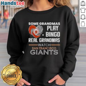 Alt Text: Cozy diamond heart shape sweatshirt featuring Real Grandmas Watch for San Francisco Giants fans.