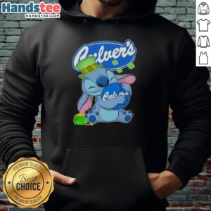 Original Stitch Hug the Culvers logo Happy St. Patrick's Day hoodie featuring vibrant green design.