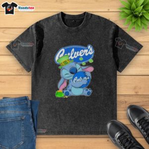 Happy St. Patrick's Day washed t-shirt featuring Original Stitch Hug the Culvers logo in vibrant green design.