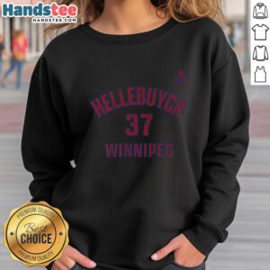 Premium Connor Hellebuyck Winnipeg sweatshirt featuring his name and number, perfect for hockey fans and collectors.