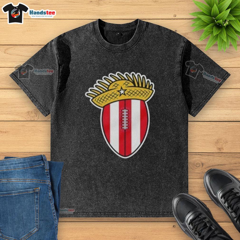 Premium PR Halftime football washed t-shirt featuring a vibrant Puerto Rican flag design, perfect for sports fans.