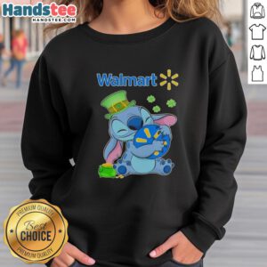 Premium Stitch St. Patrick's Day sweatshirt featuring Walmart logo, perfect for festive celebrations and casual wear.