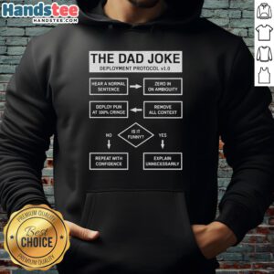 Premium The Dad Joke Deployment Protocol Hoodie, featuring a humorous design perfect for dad joke enthusiasts.