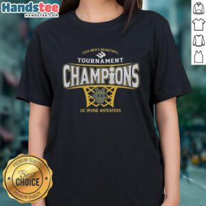 Alt Text: Premium UC Irvine Anteaters Men's Basketball 2026 Big West Conference Tournament Champions ladies tee design.