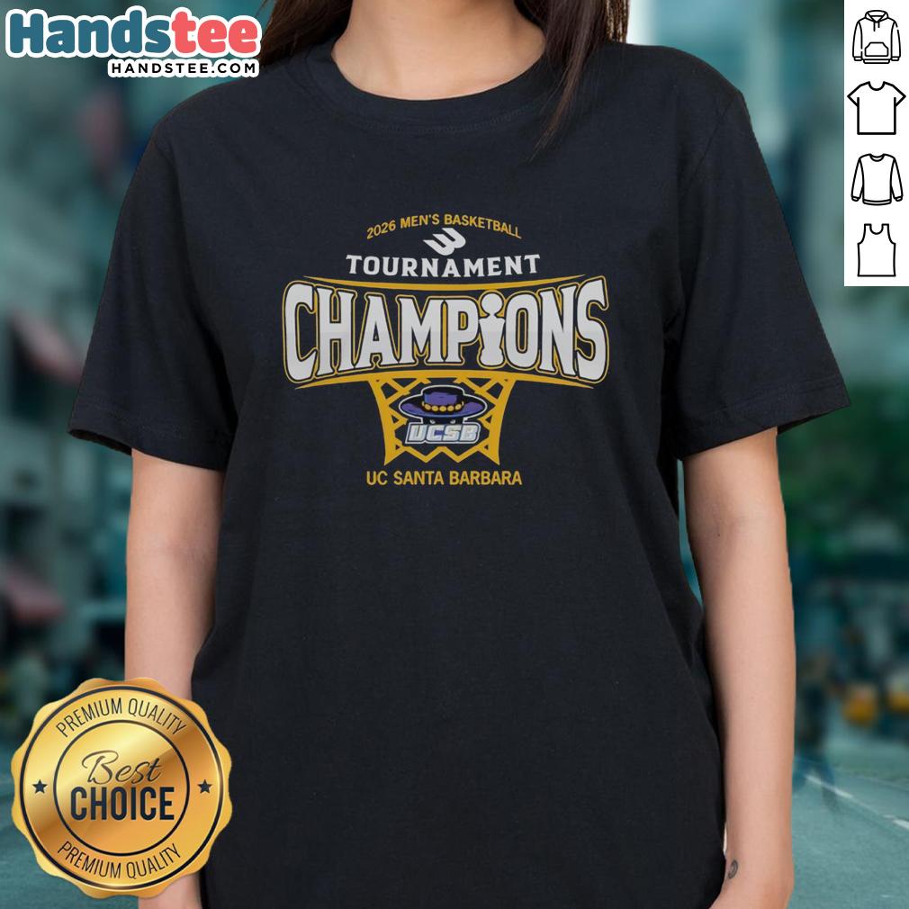 Premium UC Santa Barbara men's basketball 2026 Big West Conference Tournament champions ladies tee in vibrant colors.