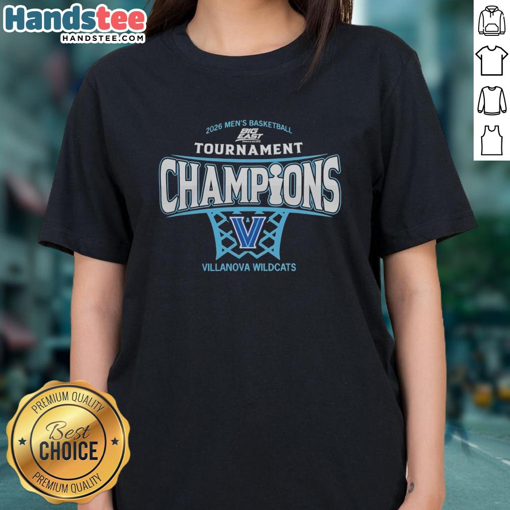 Alt Text: Premium Villanova Wildcats Men's Basketball 2026 Big East Conference Tournament Champions Ladies Tee design