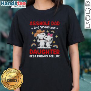 Pretty Snoopy dad and smartass daughter in matching tees, showcasing their fun friendship. Best friends for life!