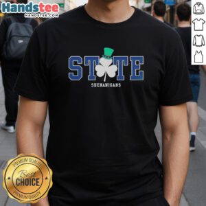 Alt Text: Pretty State Shenanigans Irish Green T-Shirt featuring a vibrant design perfect for St. Patrick's Day celebrations.