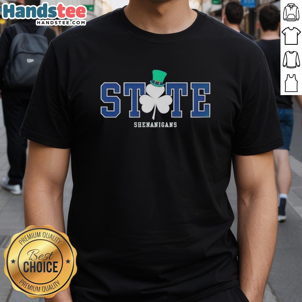 Alt Text: Pretty State Shenanigans Irish Green T-Shirt featuring a vibrant design perfect for St. Patrick's Day celebrations.