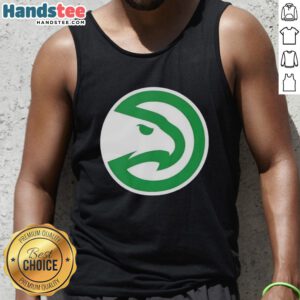 Awesome Atlanta Hawks white logo on a festive St. Patrick's Day tank top for fans and sports enthusiasts.