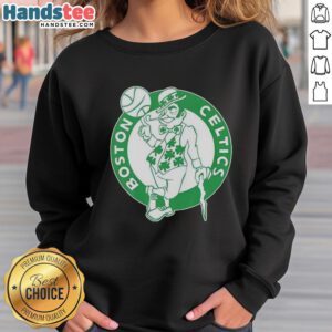 Awesome Boston Celtics white logo sweatshirt for St. Patrick's Day, featuring a festive design and comfortable fit.