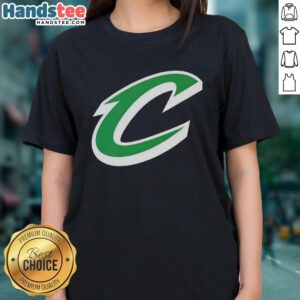 Alt Text: Cleveland Cavaliers white logo on a stylish women's St. Patrick's Day tee shirt for fans celebrating the holiday.