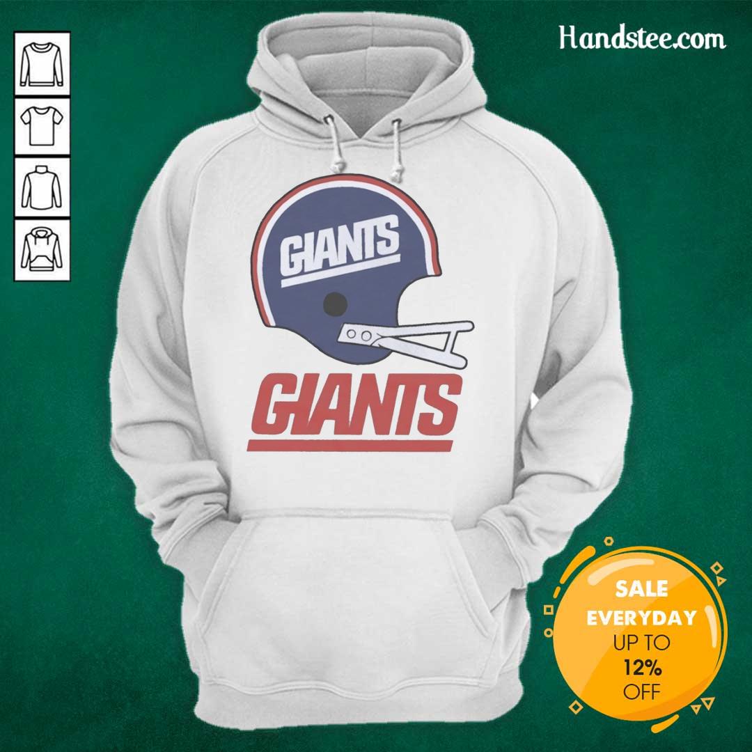 Awesome New York Giants football logo on a big helmet hoodie, perfect for fans and game day attire.