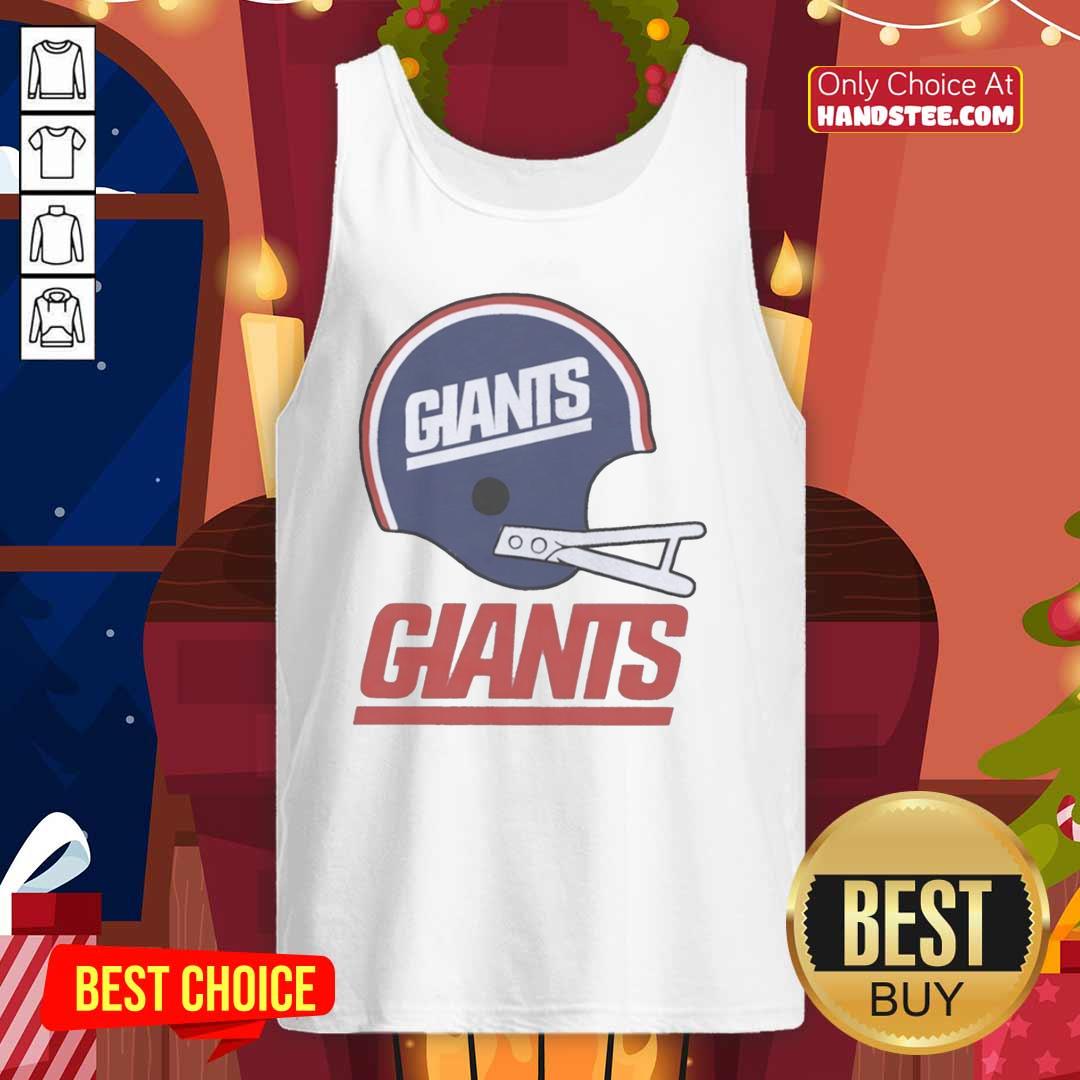 New York Giants football logo displayed on a big helmet tank top, perfect for fans and sports enthusiasts.
