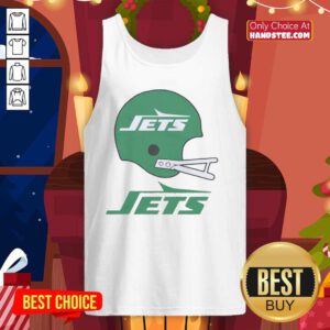 Awesome New York Jets football logo displayed on a big helmet tank top, showcasing team pride and style.