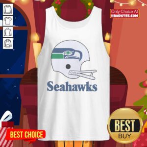 Alt Text: Awesome Seattle Seahawks football logo featured on a big helmet tank top, perfect for fans and summer wear.
