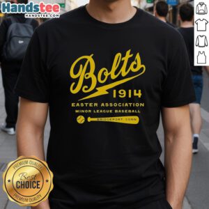 Nice Bolts 1914 Easter Association Minor League Baseball T-Shirt featuring vintage design and classic baseball graphics.