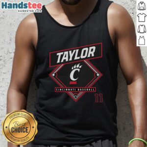 Nice Nathan Taylor Cincinnati Bearcats baseball tank top featuring team colors and logo, perfect for fans.