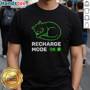 Nice Neon Cat Recharge Mode On T-Shirt featuring a vibrant neon cat design, perfect for cat lovers and unique fashion.