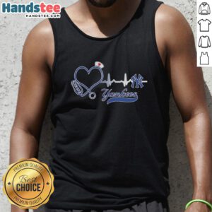 Nice New York Yankees nurse lover heartbeat baseball tank top featuring a stylish design for baseball fans and healthcare workers.