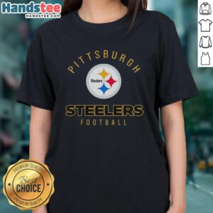 Stylish Pittsburgh Steelers football logo ladies tee featuring vibrant colors and comfortable fit for fans.