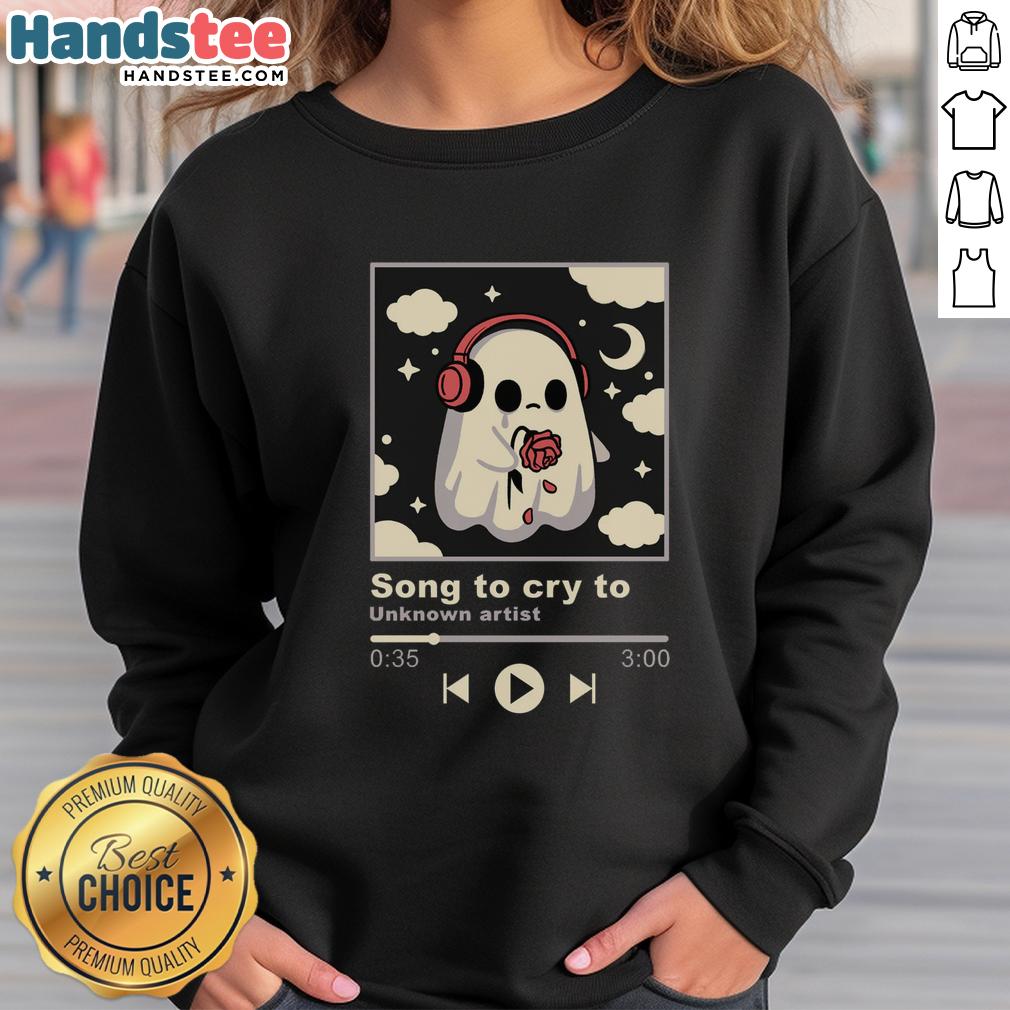 Cozy Nice Song to Cry To sweatshirt displayed on a wooden background, perfect for emotional moments and casual wear.