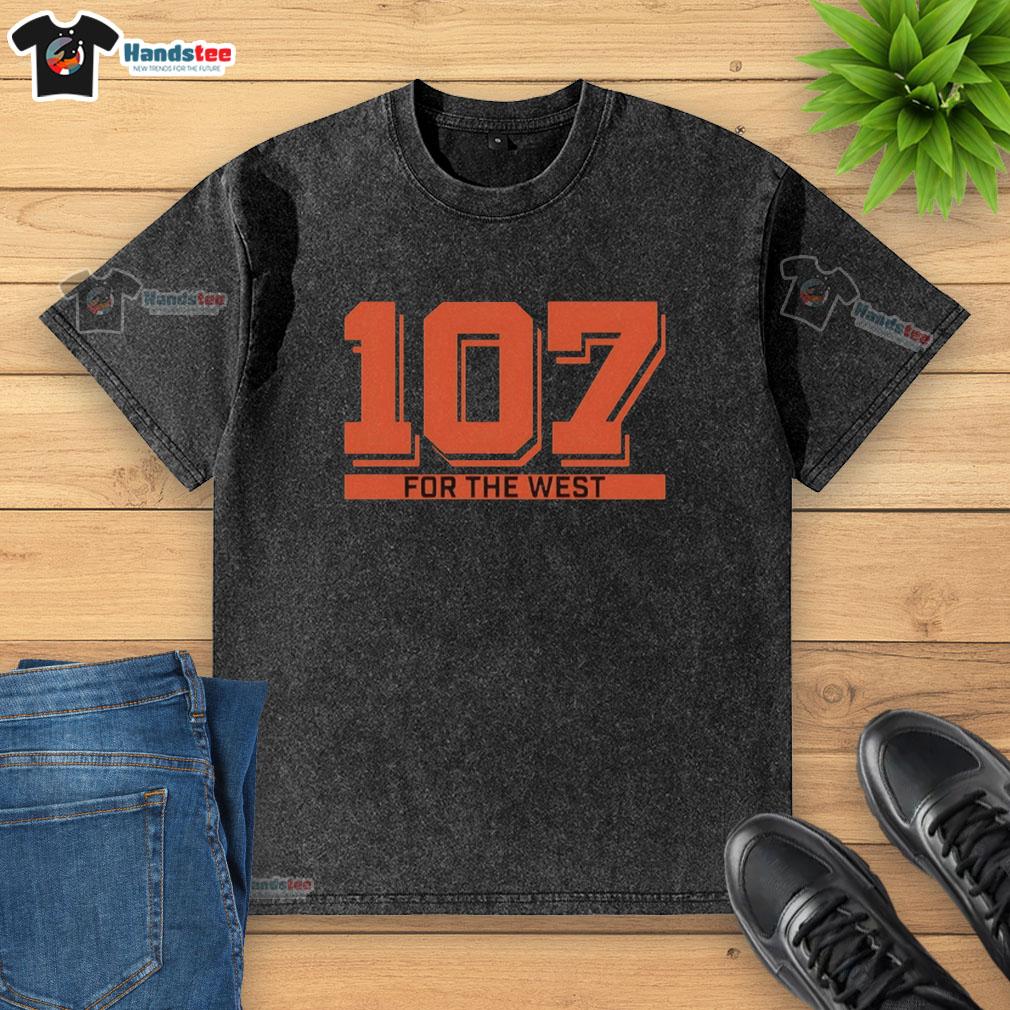 Official 107 for The West NY Baseball washed t-shirt showcasing a vintage design perfect for baseball fans.