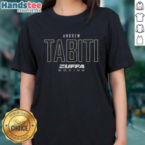 Alt Text: Official Andrew Tabiti Zuffa Boxing Elite Ladies Tee in stylish design showcasing boxing pride and comfort.
