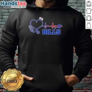 Official Buffalo Bills NFL Heartbeat Nurse Hoodie for football lovers, showcasing team pride and passion for the game.