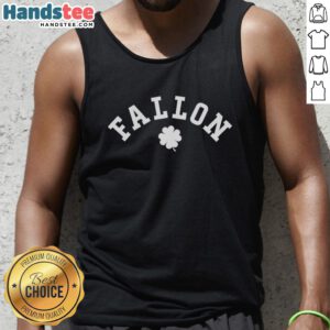 Alt Text: Official Fallon St. Patrick's Day tank top featuring festive green design and shamrock graphics for celebration.