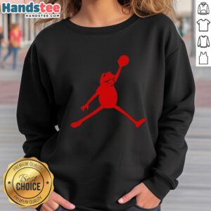 Official Jordan Frogs Jump Dunkman Kermit Parody Sweatshirt featuring a playful Kermit design and stylish streetwear vibe.
