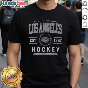 Alt Text: Official Los Angeles Kings Hockey Legacy Crest T-Shirt featuring the team's logo and classic design for fans.