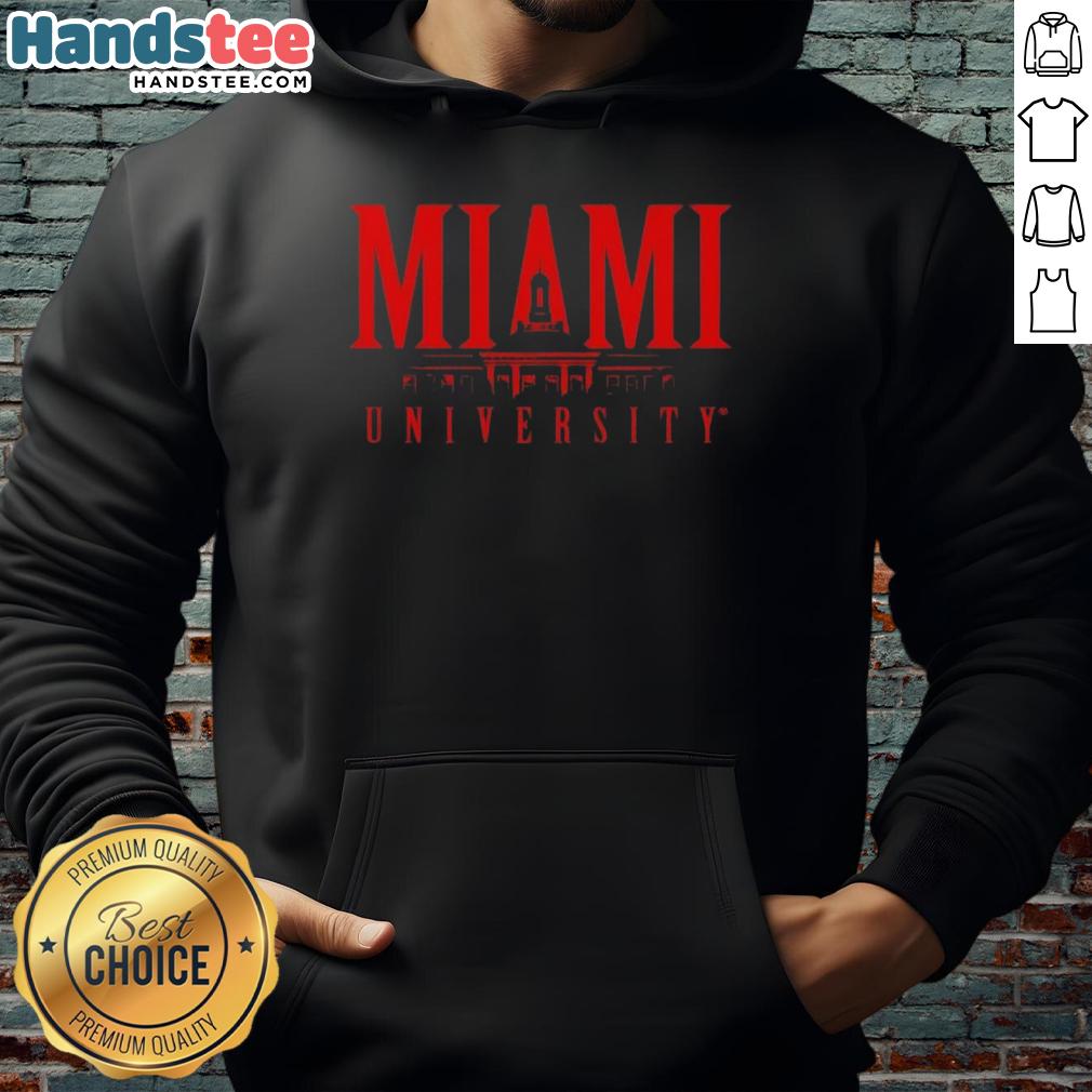 Official Miami University Bell Tower Hoodie featuring vibrant colors and iconic design, perfect for alumni and students.
