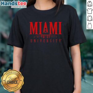 Official Miami University Bell Tower Ladies Tee featuring vibrant graphics and a stylish design for fans and students.