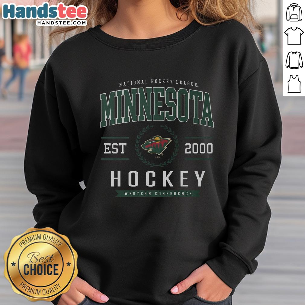 Alt Text: Official Minnesota Wild Hockey Legacy Crest Sweatshirt in green, featuring the team's logo and cozy design for fans.