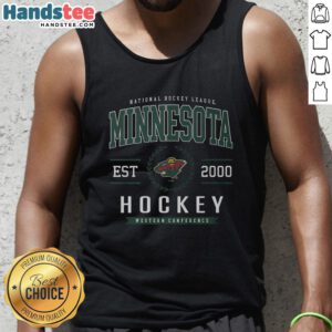Alt Text: Official Minnesota Wild Hockey Legacy Crest Tank Top featuring team logo and vibrant colors, perfect for fans.