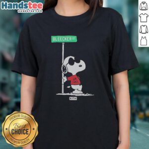 Alt Text: Official Snoopy Kith for Peanuts Joe Cool Street Ladies Tee featuring a stylish Snoopy graphic on soft fabric.